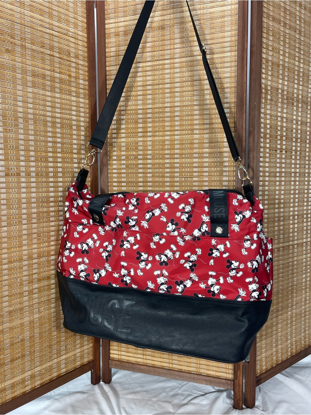 Bioworld Red Mickey Mouse Print “The Weekender” Bag Has the shoulder strap. NWOT